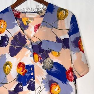 vintage floral gauzy button-front long tunic top [0088]